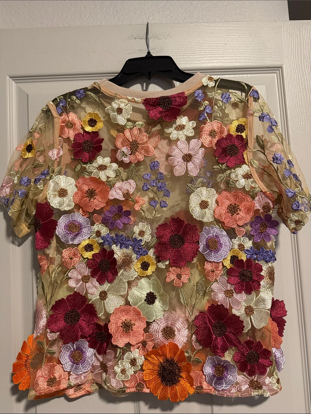Floral Embroidered Sheer Blouse in Multi-Color - Picture 3 of 3